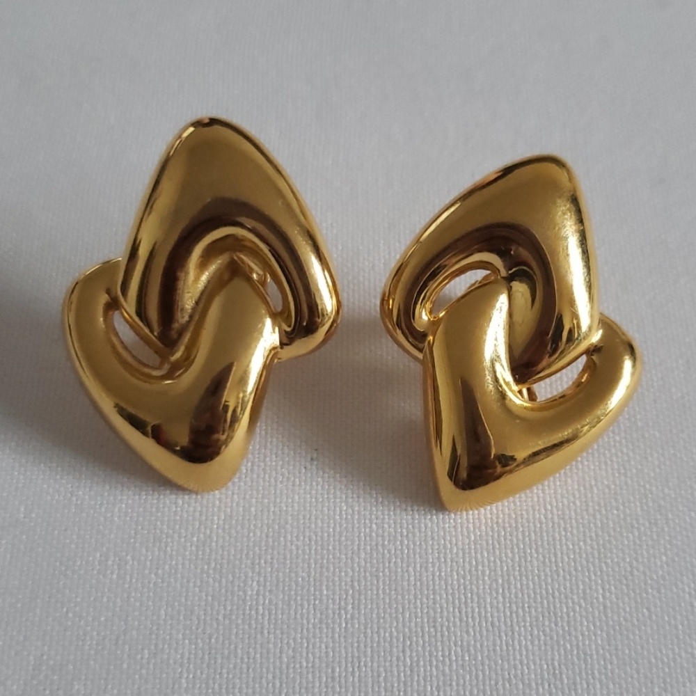 Napier Gold Tone Diamond Shape Screw-back Clip on
